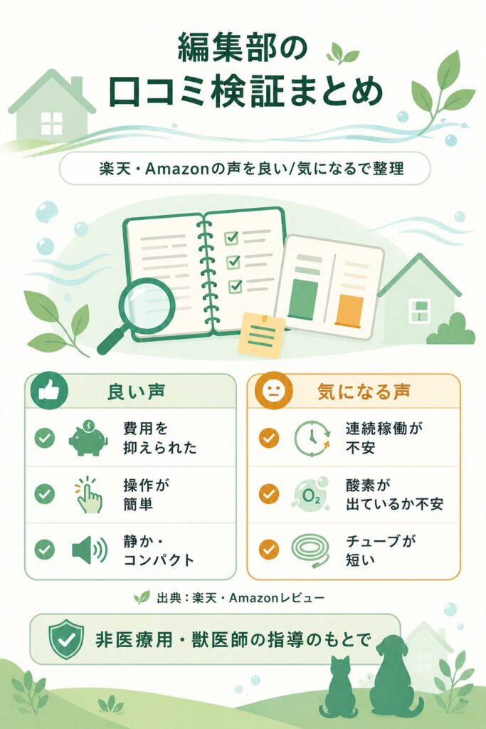 編集部が口コミを検証した結果のまとめ図