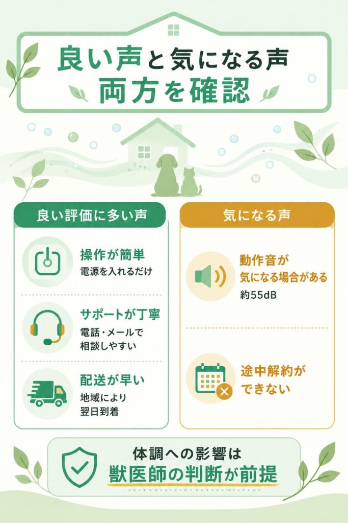 良い評価と気になる声を比較した図
