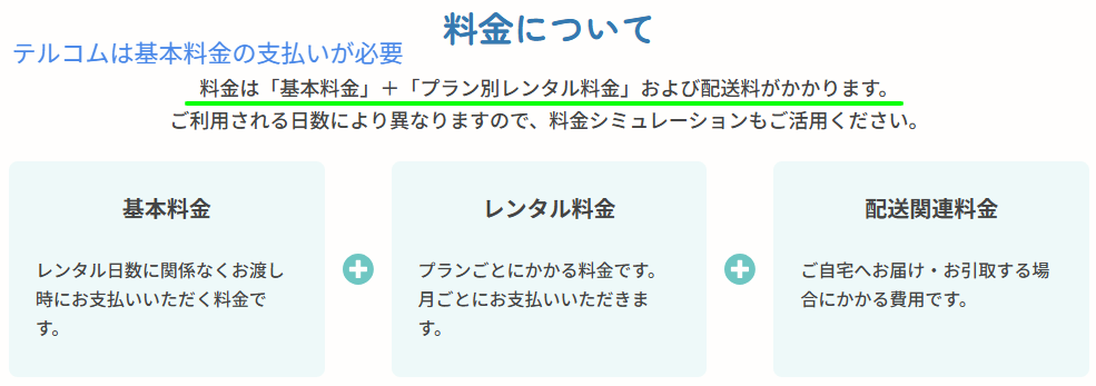 他社の料金が基本料を含む体系であることを示す公式画面